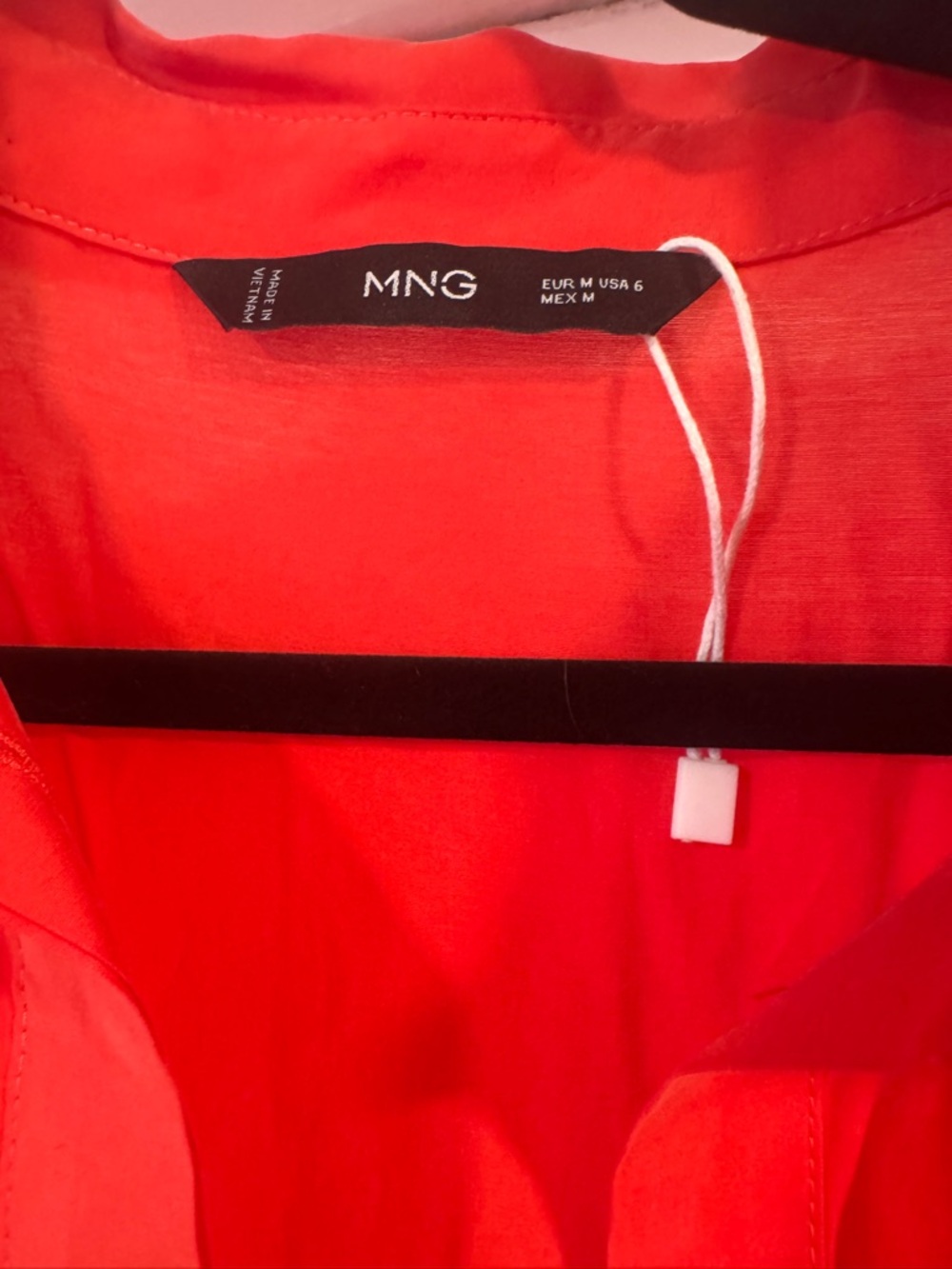 NWOT MANGO Button-Front Red Shirt Dress with Waist Tie - Picture 4 of 6